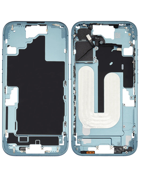 Compra al mayor el marco intermedio con piezas pequeñas para iPhone 16 (color teal) en Guatemala en los mejores talleres de reparaciones.