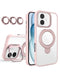 Protector magnético transparente con 2 soportes y lente de cámara para iPhone 16 en Guatemala, ideal para proteger tu dispositivo y mejorar la calidad de tus fotos.
