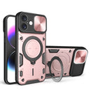 Encuentra la mejor funda deslizante con cubierta para lente de cámara, soporte de anillo y en color ROSE GOLD para iPhone 16 en Guatemala.