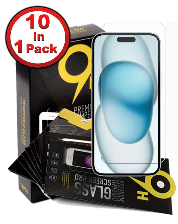 Protector de pantalla transparente para iPhone 16 en Guatemala, disponible en paquete de 10 piezas, ideal para mayoristas y tiendas de accesorios.