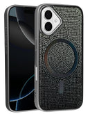 Encuentra tapas traseras con crystal bling para iPhone 16 en Guatemala, disponible en color negro.