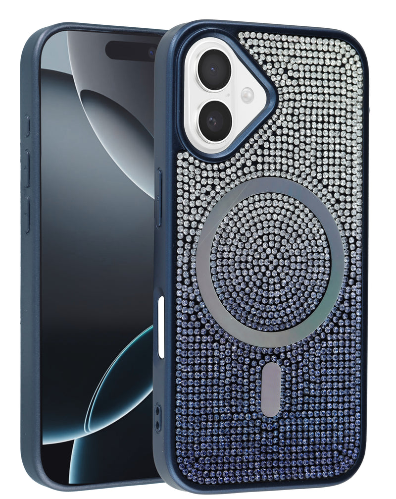 Compra la mejor funda de carga inalámbrica con cristales brillantes para iPhone 16 en Guatemala.
