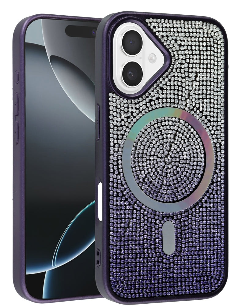 Encuentra el mejor case con carga inalámbrica Bling Diamond Crystal para iPhone 16 en Guatemala, disponible en color PURPLE.