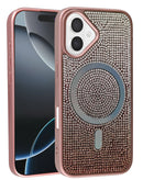 Encuentra la mejor funda bling diamond crystal con carga inalámbrica en color ROSE GOLD para iPhone en Guatemala.