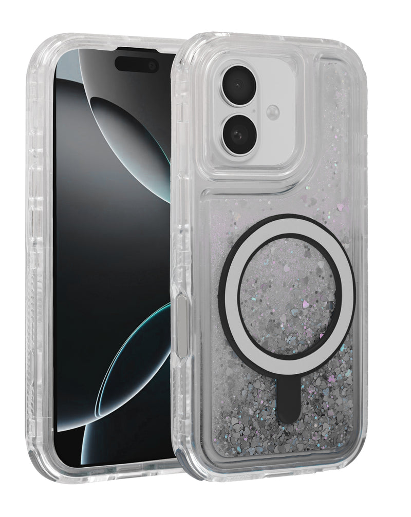 Encuentra la mejor funda protectora con carga inalámbrica glitter liquid para iPhone 16 en Guatemala, en nuestro catálogo de accesorios para iPhone.