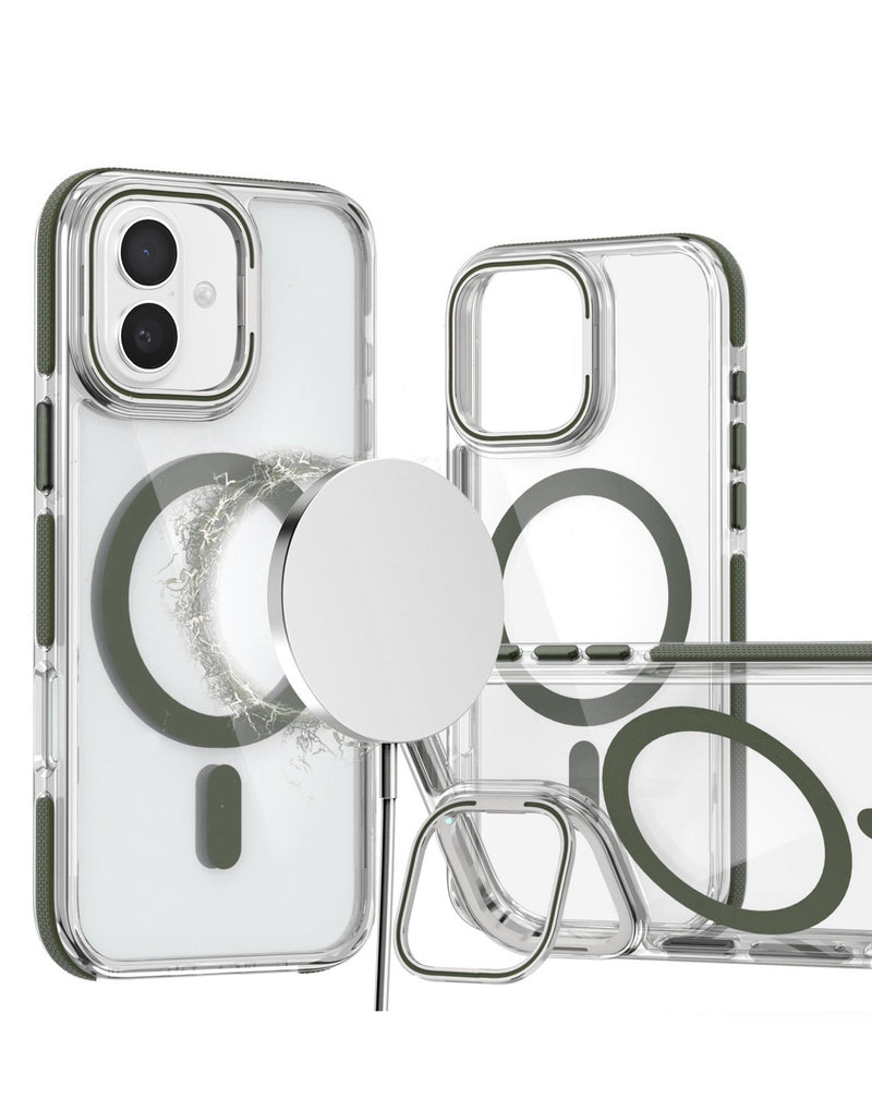 Encuentra la mejor funda magnética clara y delgada con soporte de cámara para iPhone 16 en Guatemala.