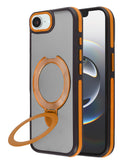Protector transparente mate con soporte para carga inalámbrica para iPhone 16E en color naranja, ideal para proteger tu dispositivo mientras lo cargas sin cables, disponible en Guatemala.