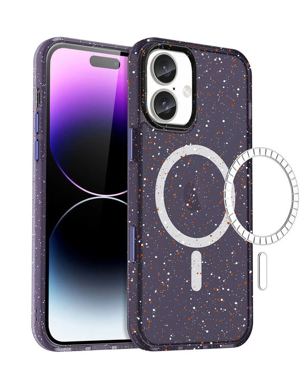Encuentra el mejor case de carga inalámbrico para iPhone 16 Plus con diseño splash-ink en color morado en Guatemala.