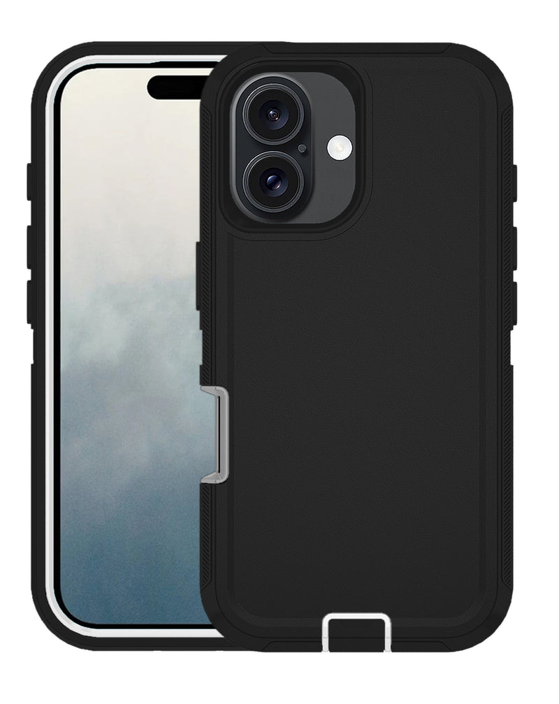 Encuentra la mejor funda heavy duty para iPhone 16 Plus en Guatemala con variedad de colores como negro y blanco.
