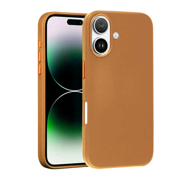 Encuentra la funda de cuero con cargador inalámbrico para iPhone 16 Plus de color naranja oscuro en Guatemala.