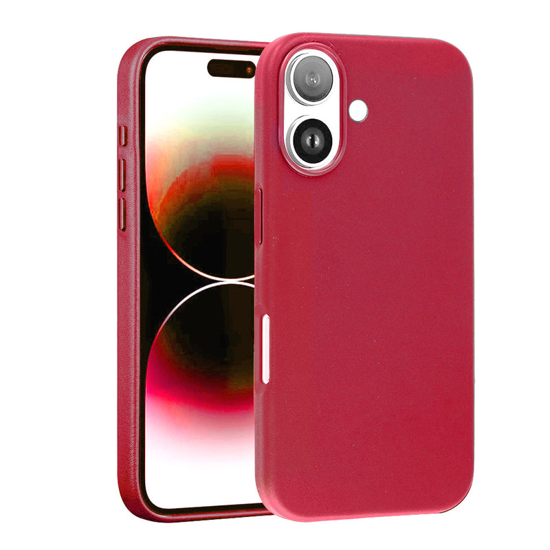 Funda de cuero con cargador inalámbrico para iPhone 16 Plus en Hot Pink disponible en Guatemala.