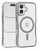 Case magnético brillante y transparente Plateado para iPhone 16 Plus en Guatemala, ideal para proteger tu dispositivo y darle un toque elegante.