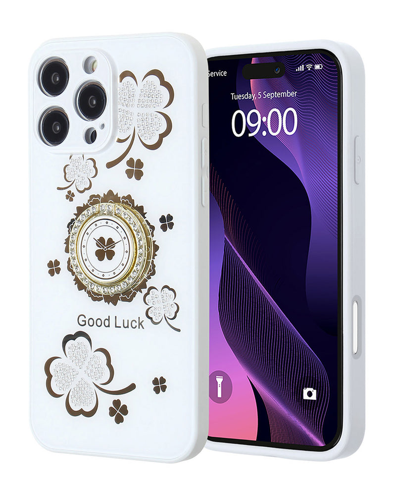 ¡Consigue la exclusiva funda de lujo con diamantes brillantes y anillo para iPhone 16 Pro en Guatemala con entrega rápida y segura!