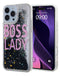 Compra la funda Liquid Quicksand Glitter BOSS LADY para iPhone 16 Pro en Guatemala.