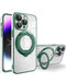 Encuentra las mejores fundas transparentes magnéticas para iPhone 16 Pro en Guatemala con soporte anillo Magsafe en color verde en SlowBack, tienda de accesorios para iPhone.