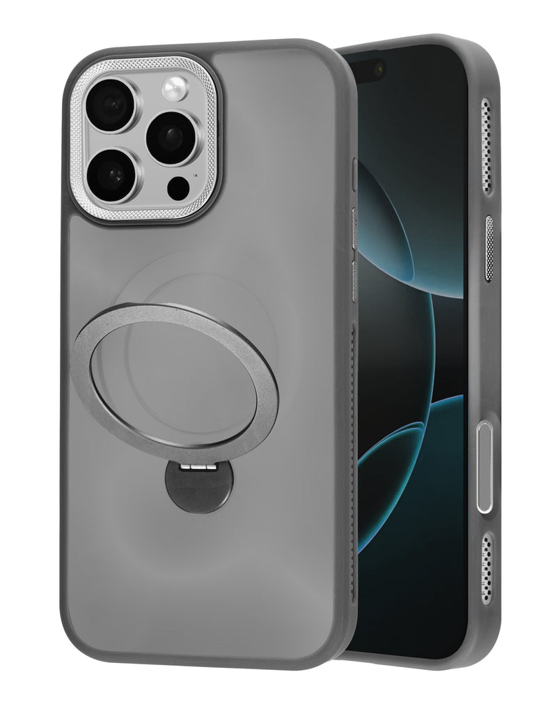 Compra el Case de carga inalámbrico con soporte de anillo giratorio incorporado para iPhone 16 Pro en Guatemala, somos tu mayorista de accesorios con la mejor calidad.