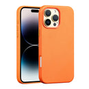 Encuentra en Guatemala fundas de cuero con cargador inalámbrico para iPhone 16 Pro en color naranja en SlowBack, mayorista de accesorios para iPhone.