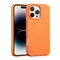 Encuentra en Guatemala fundas de cuero con cargador inalámbrico para iPhone 16 Pro en color naranja en SlowBack, mayorista de accesorios para iPhone.