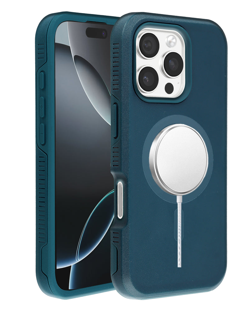 Encuentra la mejor funda de doble capa con carga inalámbrica para iPhone 16 Pro en Guatemala, disponibles en diversos colores como GREEN.
