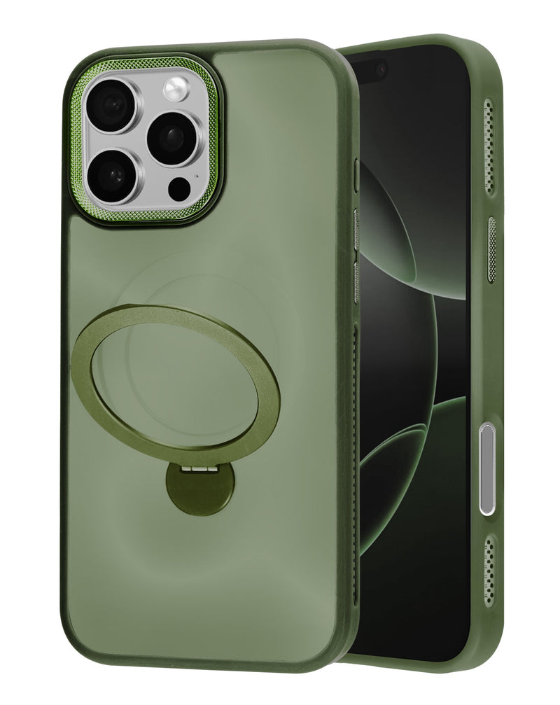 Compra una caja de carga inalámbrica con soporte giratorio incorporado para iPhone 16 Pro Max en Guatemala.