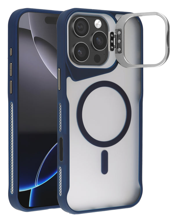 Funda mate transparente con soporte para cámara con carga inalámbrica para iPhone 16 Pro Max en Guatemala.