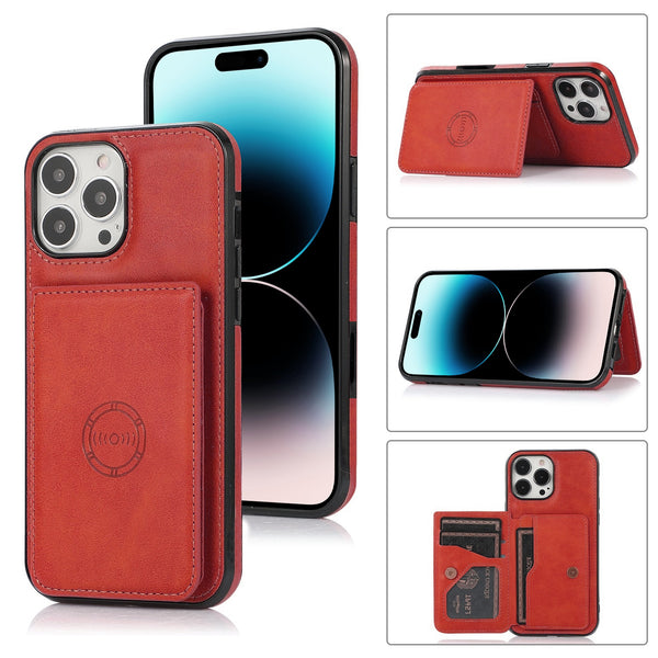 Encuentra la mejor funda cartera de cuero en color rojo para iPhone 16 Pro Max en Guatemala.