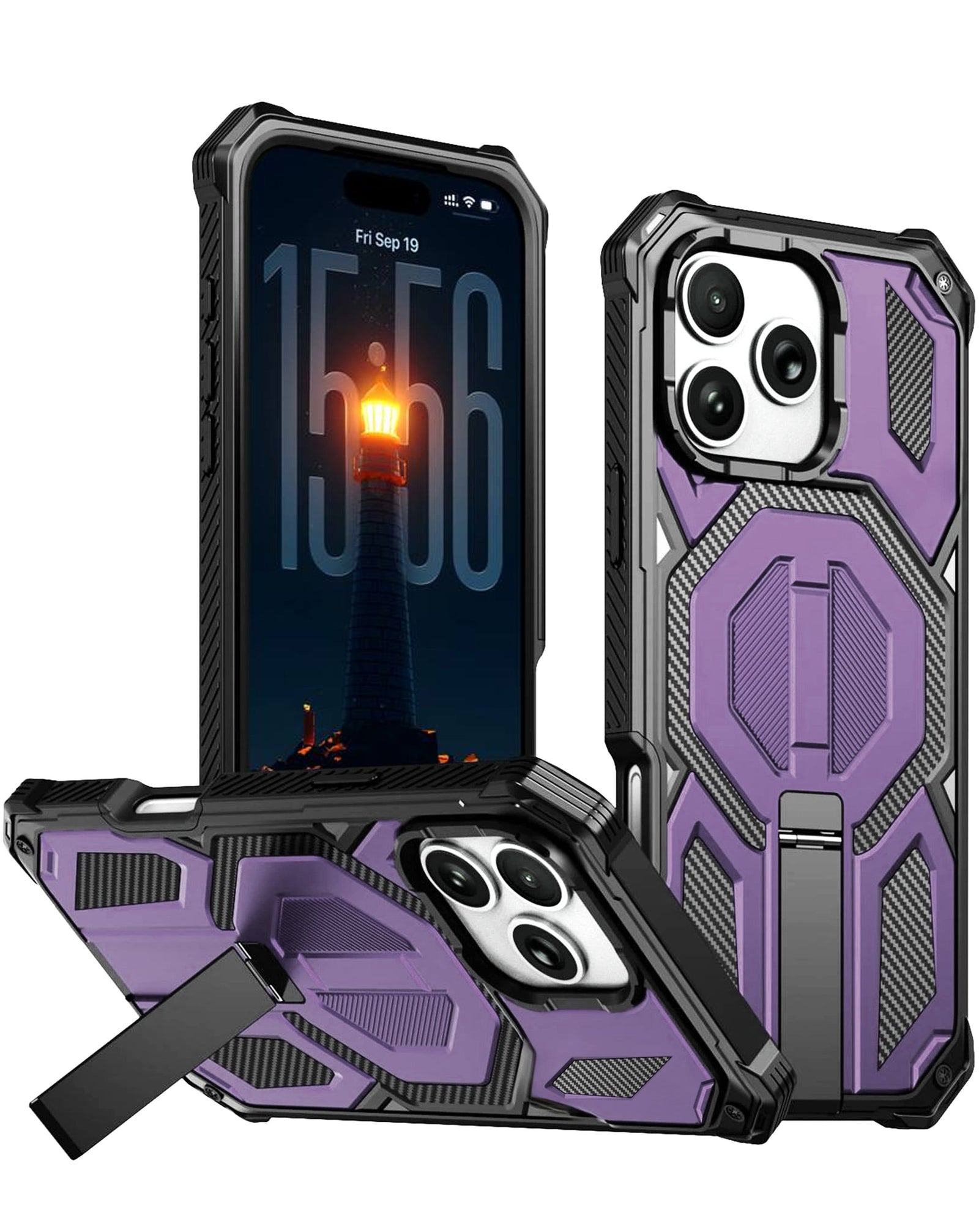 Case Rugged Armor con proteccion de camara y kickstand iPhone 16 Pro M ...