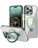 Funda transparente magnetica con soporte iPhone 16 Pro Max (Verde)