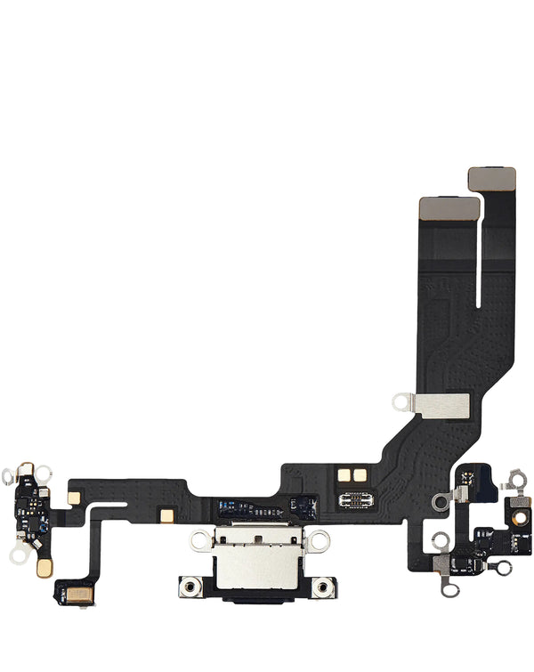 Reparación premium de puerto de carga flex para iPhone 16e en Guatemala, disponible en color negro.