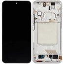 Pantalla OLED blanca refurbished para Xiaomi 13, con marco, ideal para reparación de display roto.