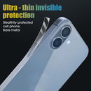 Película protectora de pantalla completa para iPhone 16 Plus, transparente, con bordes negros finos.