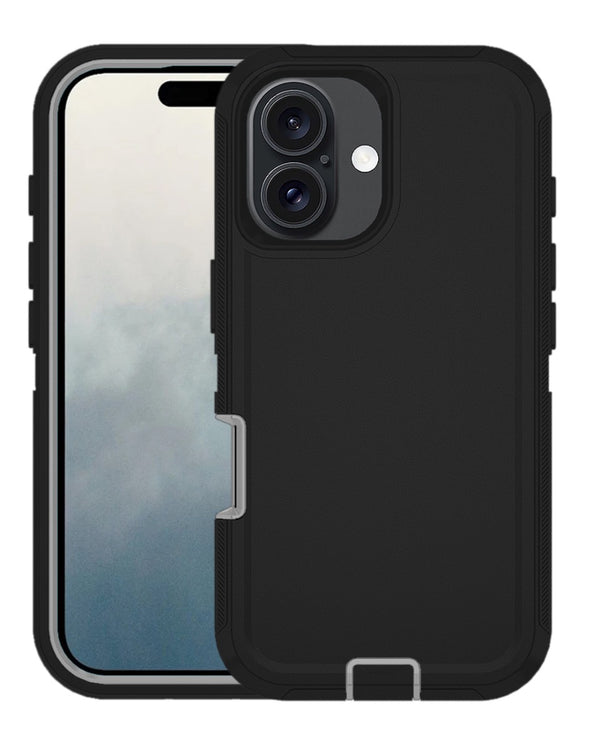 Encuentra en Guatemala cases de alta resistencia para iPhone 16 Plus en color negro y gris en nuestro catálogo de accesorios.