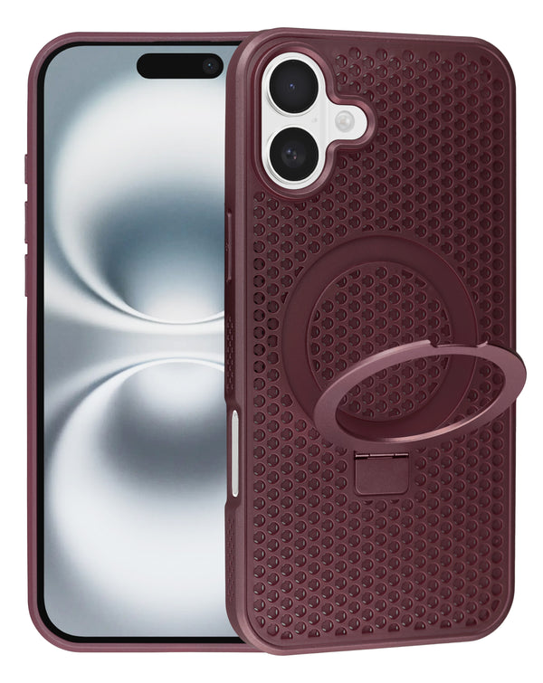 Compra la carcasa de disipación de calor con soporte para iPhone 16 Plus en Guatemala, ideal para mantener tu dispositivo fresco y protegido.