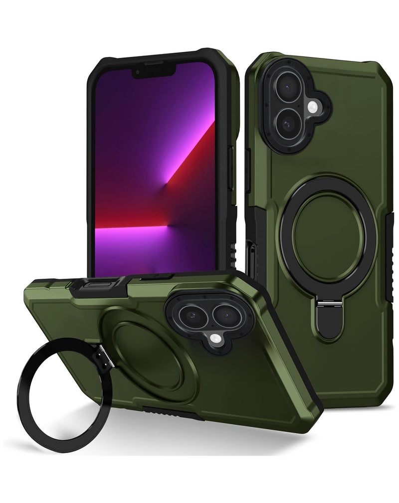Compra en Guatemala el mejor case resistente de PC duro con soporte de anillo para iPhone 16 Plus en SlowBack, mayorista de accesorios y cases para iPhone.