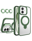 Case magnético transparente con 2 soportes y lente de cámara para iPhone 16 Plus en Guatemala, ideal para proteger tu dispositivo y mejorar la calidad de tus fotos.