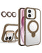 Encuentra la mejor funda transparente magnética con 2 soportes y lente de cámara para iPhone 16 Plus en Guatemala.