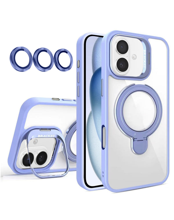 Encuentra la mejor Funda Magnetic Clear con 2 Kickstand y lente de cámara para iPhone 16 Plus en Guatemala.