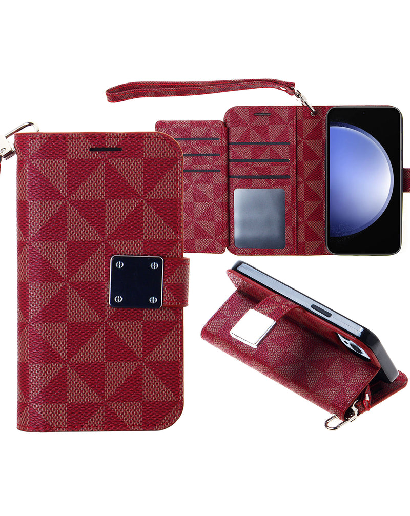 Funda de cuero con portatarjetas iPhone 16 Plus RED