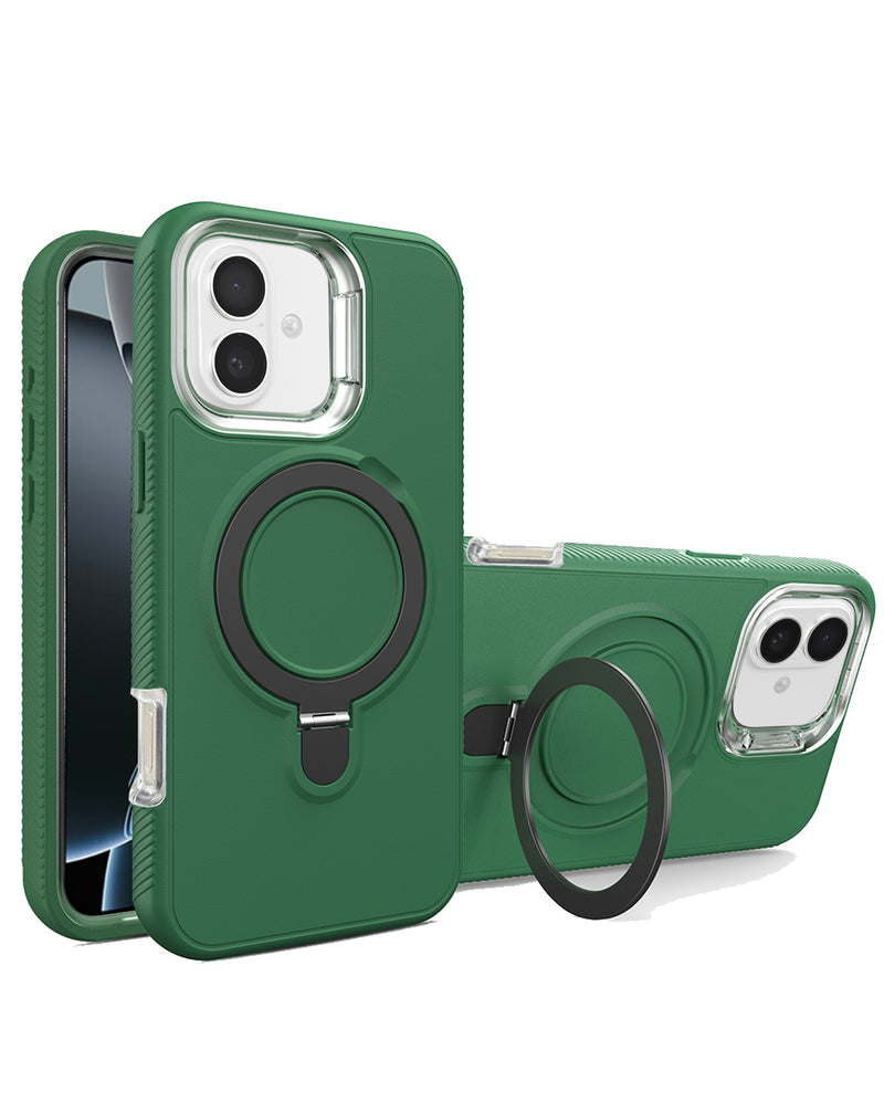 Funda heavy duty con soporte de carga inalambrica iPhone 16 Plus - DARK GREEN