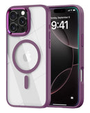 Protege tu iPhone 16 Pro con estilo y color con una funda transparente magnética en color morado en Guatemala.