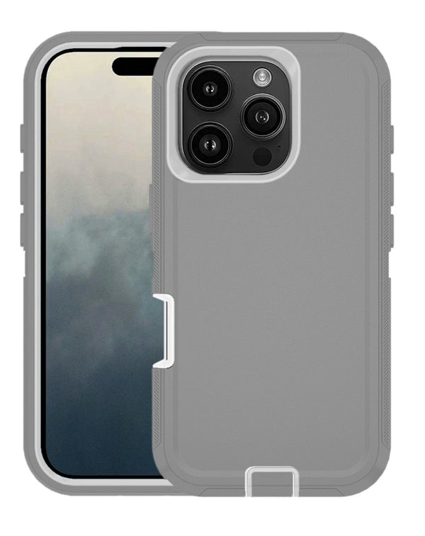 Encuentra el mejor case heavy duty para tu iPhone 16 Pro en Guatemala, disponible en colores Gris & Blanco, ideal para proteger tu dispositivo en reparaciones.