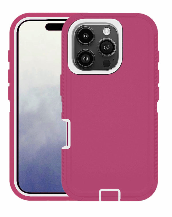 Encuentra la funda heavy duty en color hot pink & white para iPhone 16 Pro en Guatemala, ideal para proteger tu dispositivo.