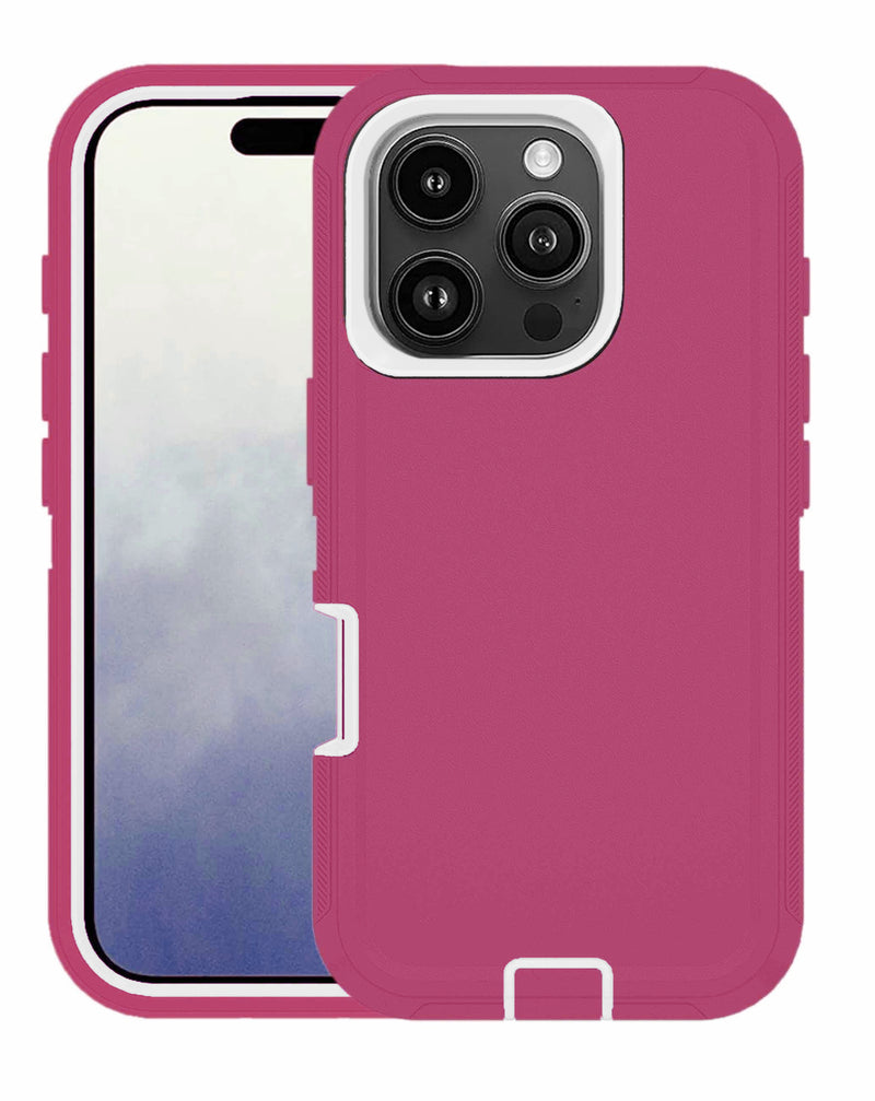 Encuentra la funda heavy duty en color hot pink & white para iPhone 16 Pro en Guatemala, ideal para proteger tu dispositivo.
