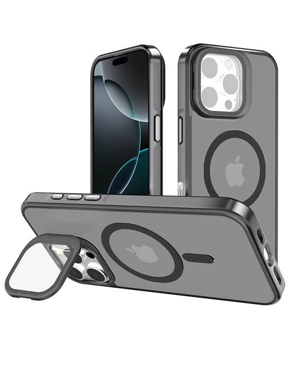 Funda transparente con soporte de cámara y carga inalámbrica para iPhone 16 Pro en Guatemala.