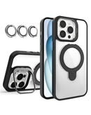 Funda transparente magnetica con 2 soportes y lente de camara iPhone 16 Pro (NEGRO)