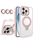 Compra la funda magnética transparente con 2 kickstand y lente de cámara para iPhone 16 Pro en Guatemala.