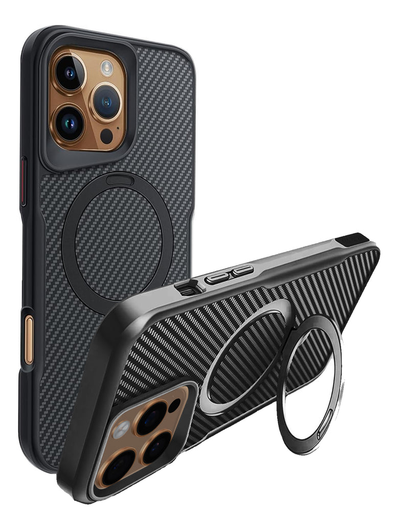 Encuentra la funda de fibra de carbono con soporte magnético para iPhone 16 Pro en Guatemala.