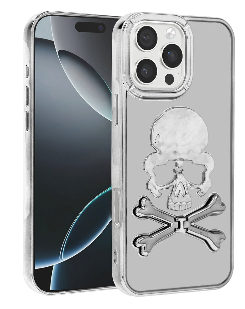 Protege tu iPhone 16 Pro / 17 con estilo con esta funda transparente con diseño de calavera en Guatemala.