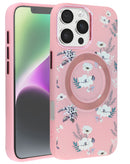 Encuentra en Guatemala el Case de carga inalámbrica con diseño de flores para iPhone 16 Pro / 17 en color rosa en SlowBack, mayorista de accesorios tecnológicos.