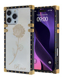 Funda acrilico espejado brillante anti rasguños lujosa ROSE WHITE iPhone 16 Pro